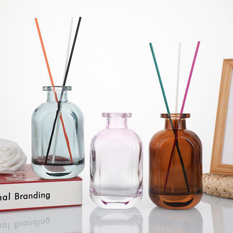 glass diffuser bottle oblate custom logo label sticker on the bottle front