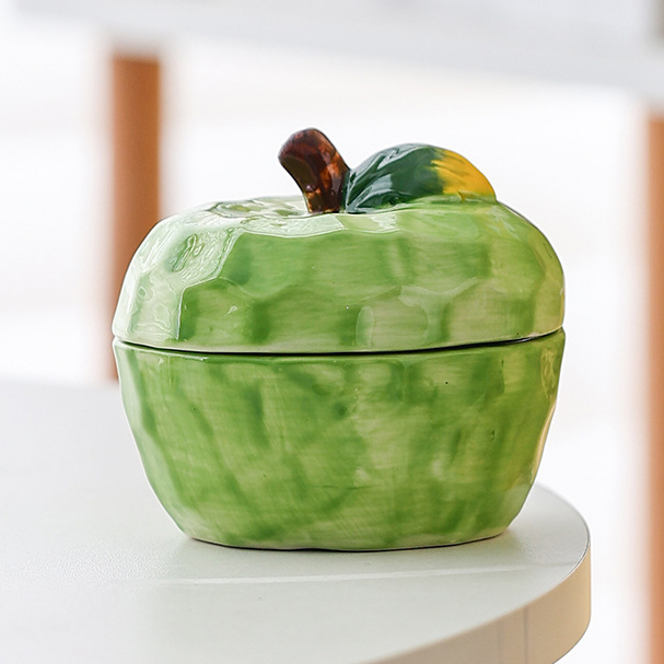 red green apple ceramic candle jars container with lid home decor