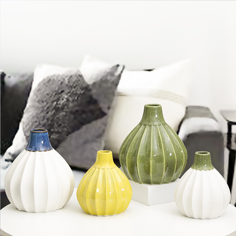 Vertically striped waterproof ceramic home fragrance bottle container