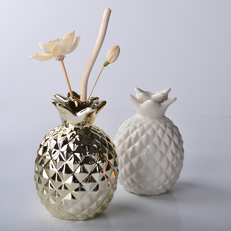 pineapple gold white ceramic home scent diffuser bottle