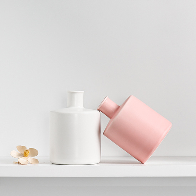matt black white pink ceramic diffuser bottle