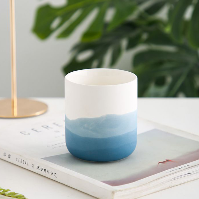 Luxury blue sky gradient colors Candle scent Jars vessels blue pink gray