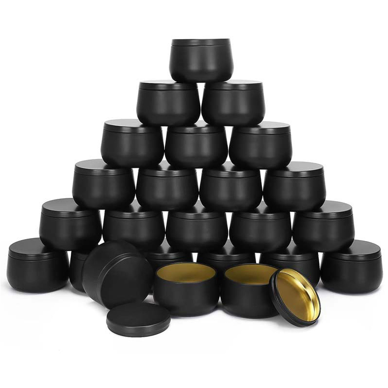 black tin candle jar container with lid China wholesale promotion 4oz 6oz 8oz