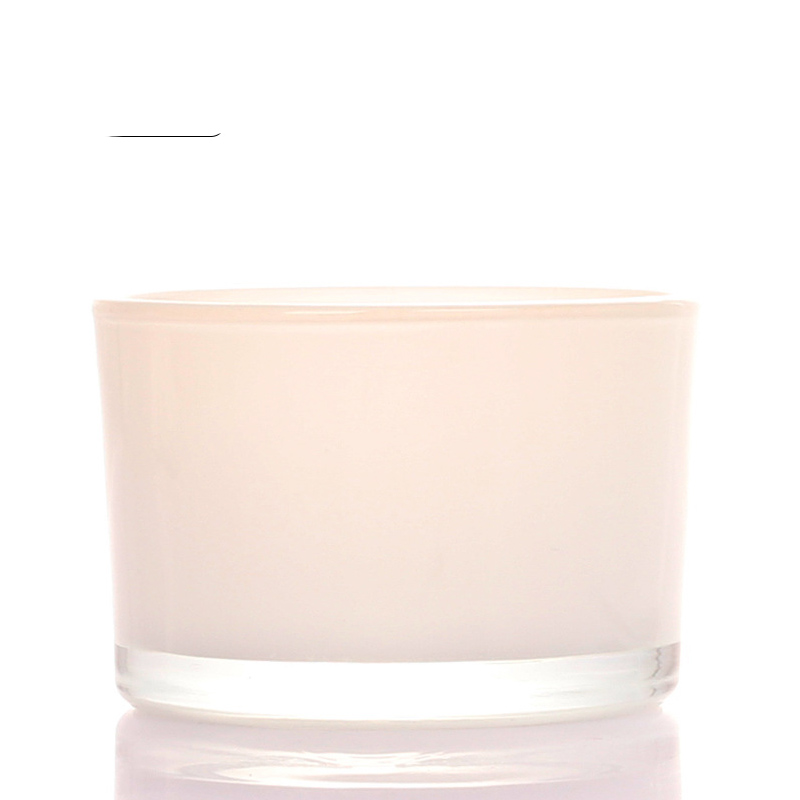 thick heavy glass candle jar vessel private label white pink bule black orrange