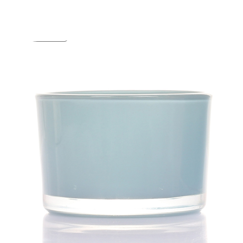 blue thick heavy glass candle bowl wide private label white pink bule black orrange