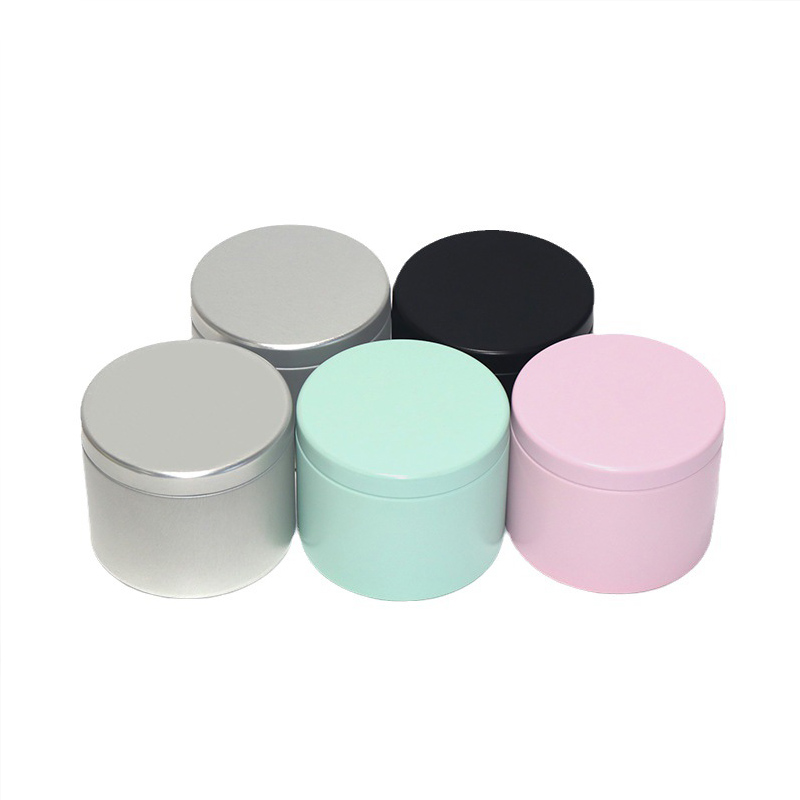 200ml 100ml white pink green cylinder round candle cans tin container safe for hot wax