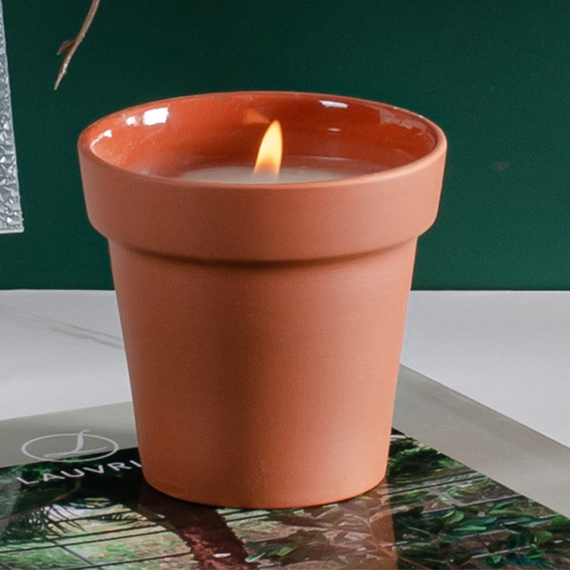 light weight recycle terracotta candle flower jars 