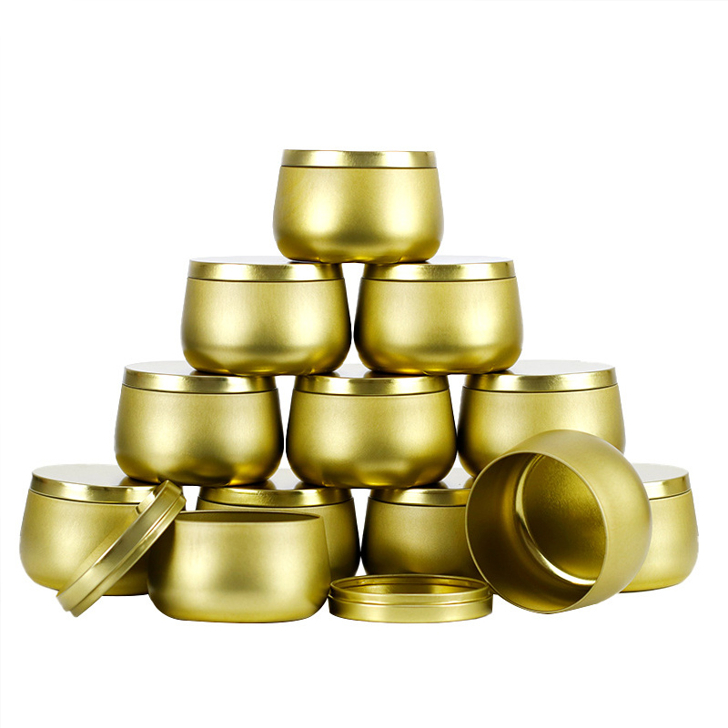 gold tin candle jar container with lid China wholesale promotion 4oz 6oz 8oz