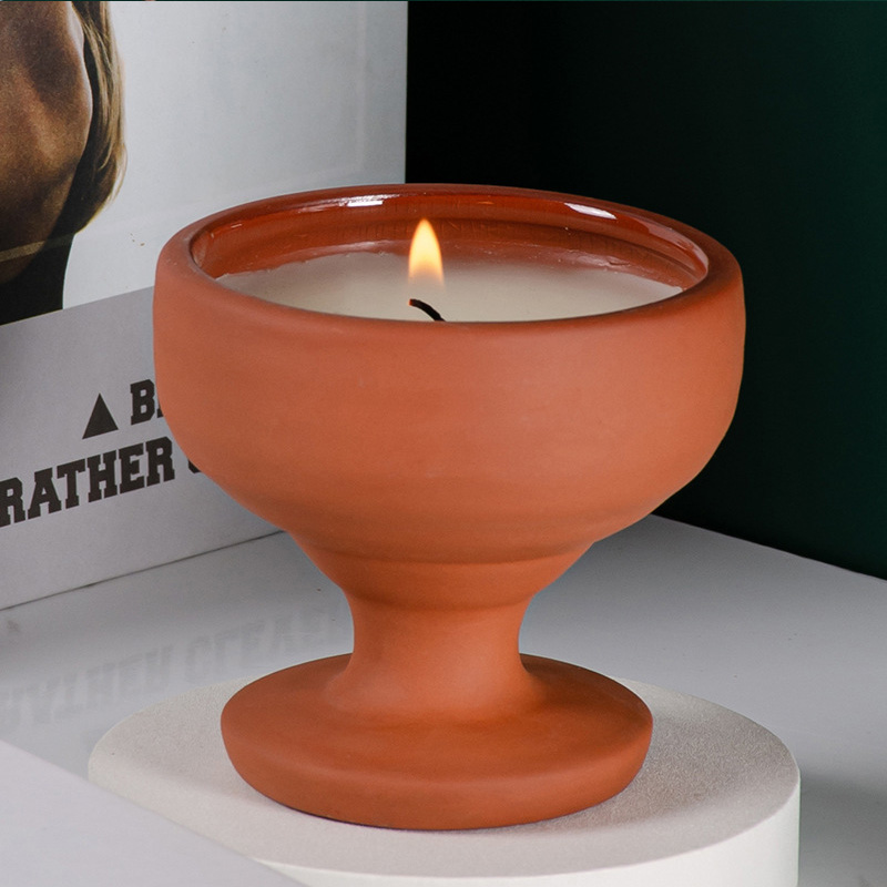 goblet pokal red terracotta candle flower jars Europe popular wine pot