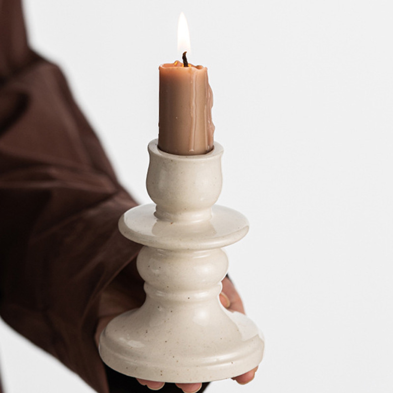 Ceramic White Taper Candlelight Stand, Modern Boho China manufacture