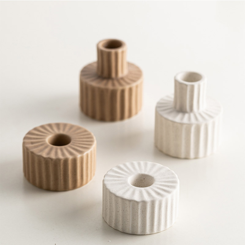 Ceramic Gear Design Set Minimalist Modern Decorative Candle Holders