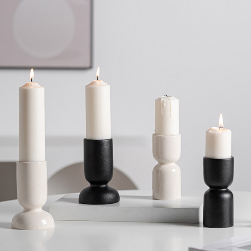 Candlestick Ceramic White Taper Candlelight Stand, Modern Boho China manufacture