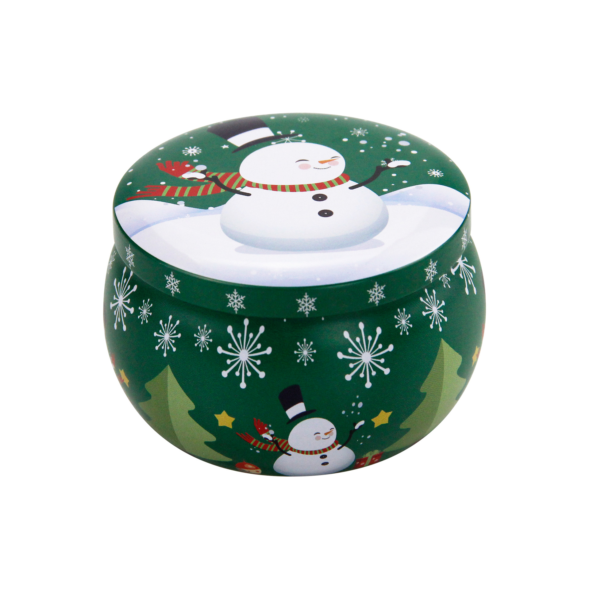 Christmas green snowman Santa tin candle jar with lid wholesales small size