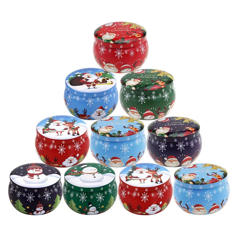 Christmas tin candle jar with lid wholesales
