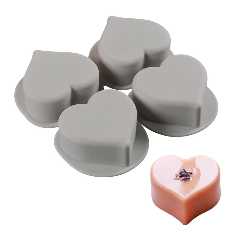 Private label customized color Wholesale 4 four cells heart square Silicone mold bulk buy for candle soap Valentine's Day  Moulds handmade for DIY soap making 