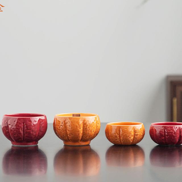 wholesale ceramic fruit lucky pumpkin candle jars vessels orange