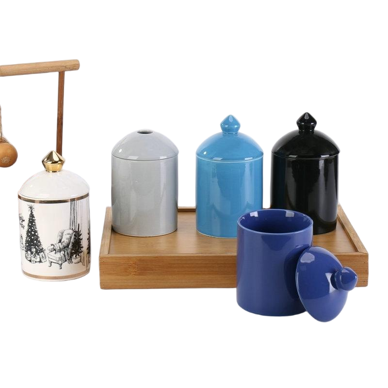 luxury porcelain customized artwork print logo candle jar vessels and diffuser bottle